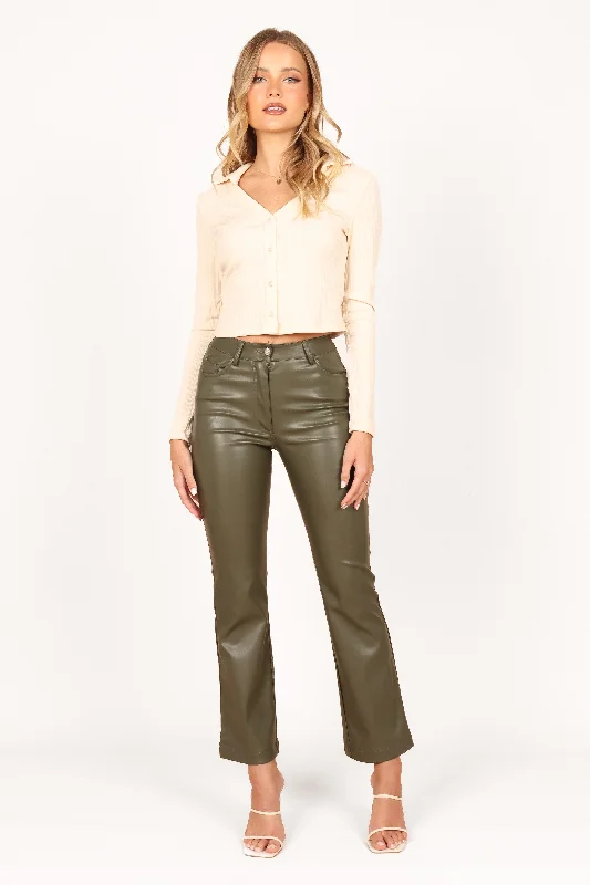 Ashley Faux Leather Pants - Olive