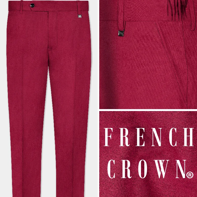 Claret Red Solid Velvet Stretchable Waistband Pant