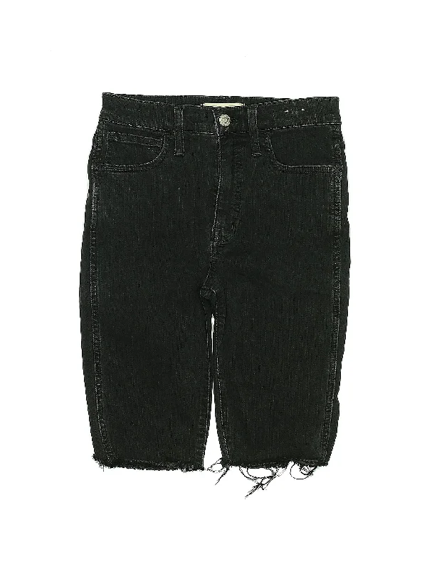 Mid-Rise Denim Shorts in Dark Wash