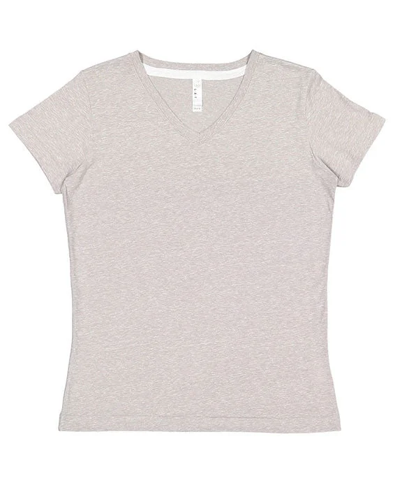 3591 - LAT Ladies V-Neck Harborside Melange Jersey T-Shirt | Grey Melange