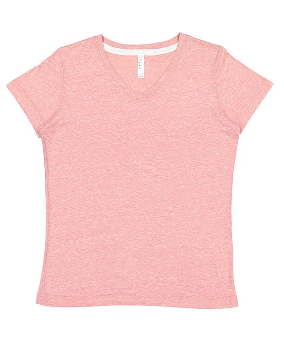 3591 - LAT Ladies V-Neck Harborside Melange Jersey T-Shirt | Mauvelous Melange