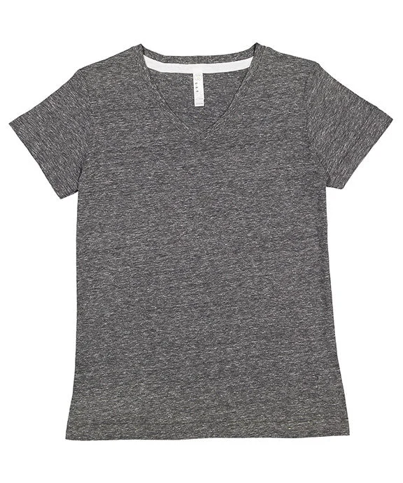 3591 - LAT Ladies V-Neck Harborside Melange Jersey T-Shirt | Smoke Melange