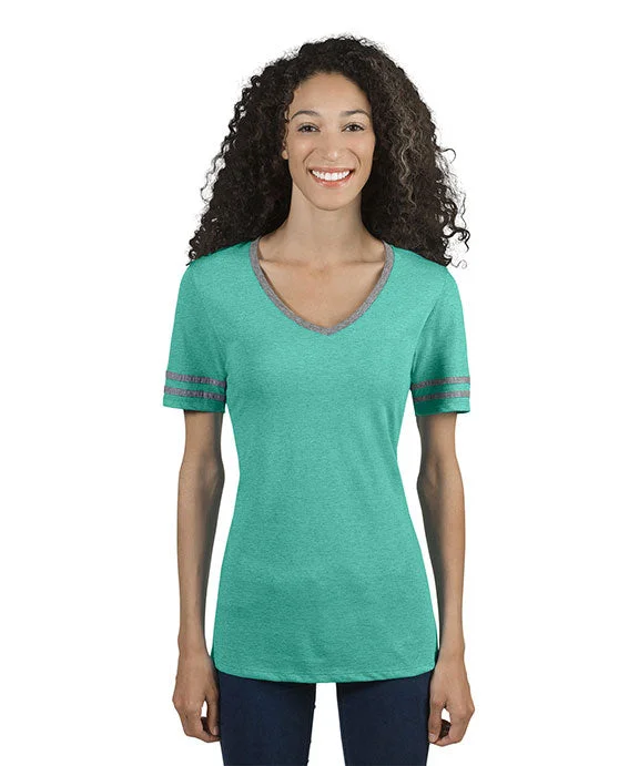 602WVR - Jerzees Ladies Tri-Blend Varsity V-Neck T-Shirt | Mint Heather/Oxford