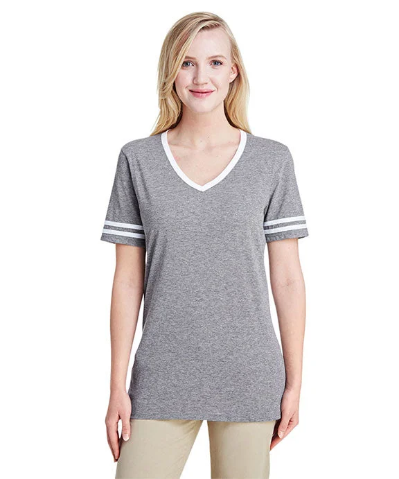 602WVR - Jerzees Ladies Tri-Blend Varsity V-Neck T-Shirt | Oxford/White