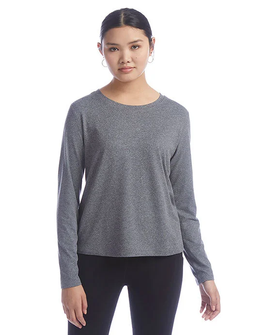 CHP140 - Champion Ladies Cutout Long Sleeve T-Shirt | Ebony Heather