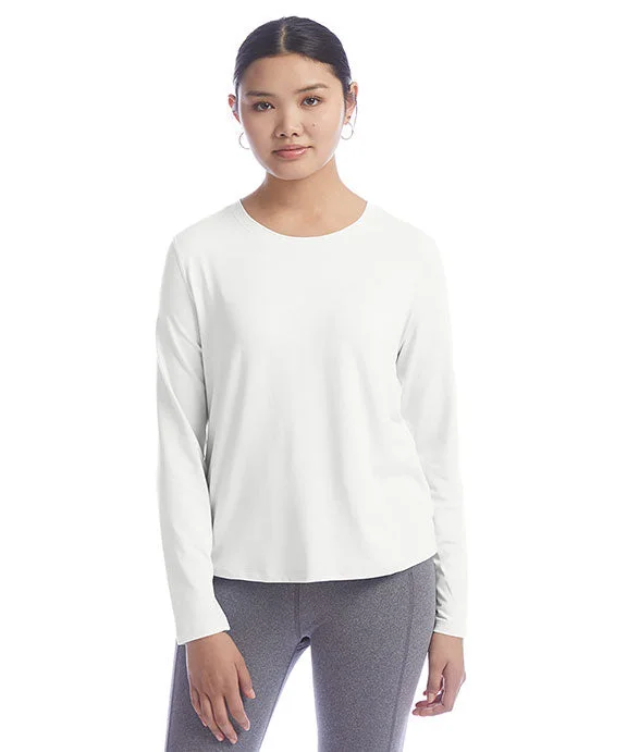 CHP140 - Champion Ladies Cutout Long Sleeve T-Shirt | White