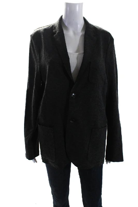 Closed Womens Two Button Notched Lapel Knit Blazer Jacket Gray