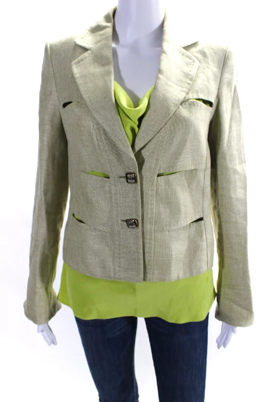 Escada Women's Collared Long Sleeves Unlined Two Piece Blazer Set Green