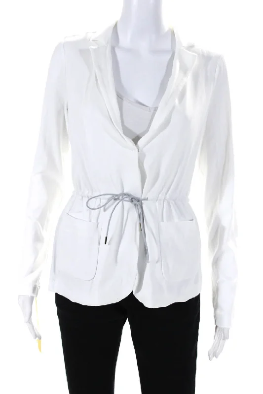 Fabiana Filippi Womens Ribbed Knit Drawstring Blazer Jacket White