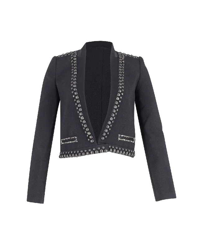 Isabel Marant Studded Blazer Jacket in Black Virgin Wool