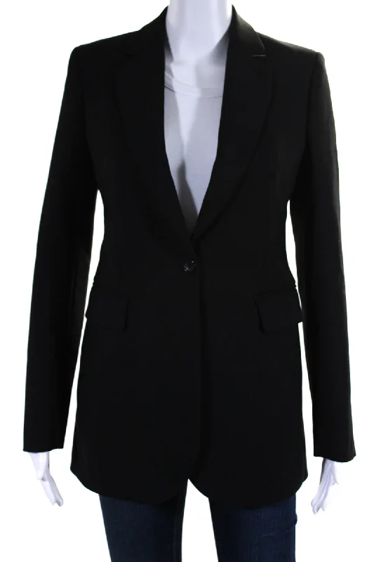 Joseph Womens Notch Collar Long Sleeve Button Up Blazer Jacket Black