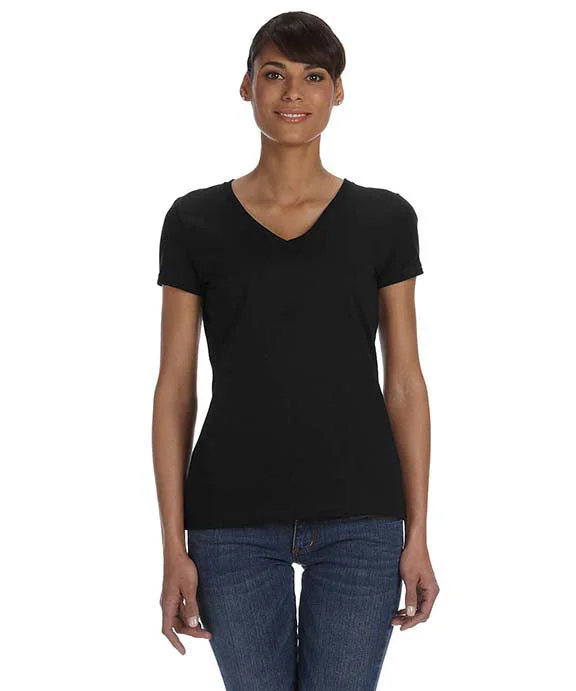 L39VR - Fruit of the Loom Ladies HD Cotton™ V-Neck T-Shirt | Black