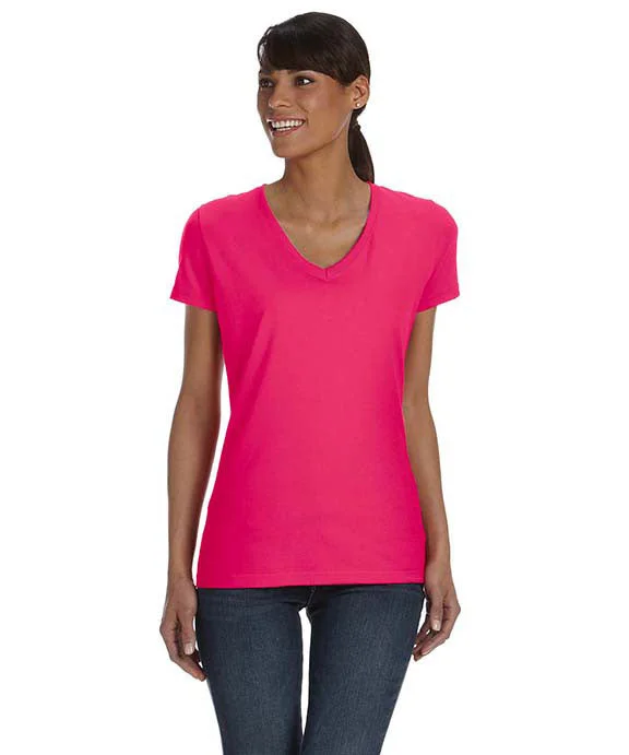 L39VR - Fruit of the Loom Ladies HD Cotton™ V-Neck T-Shirt | Cyber Pink