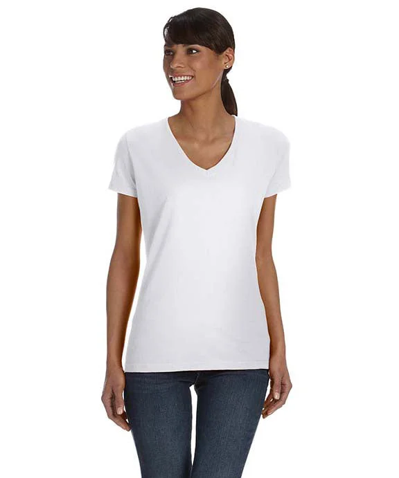 L39VR - Fruit of the Loom Ladies HD Cotton™ V-Neck T-Shirt | White