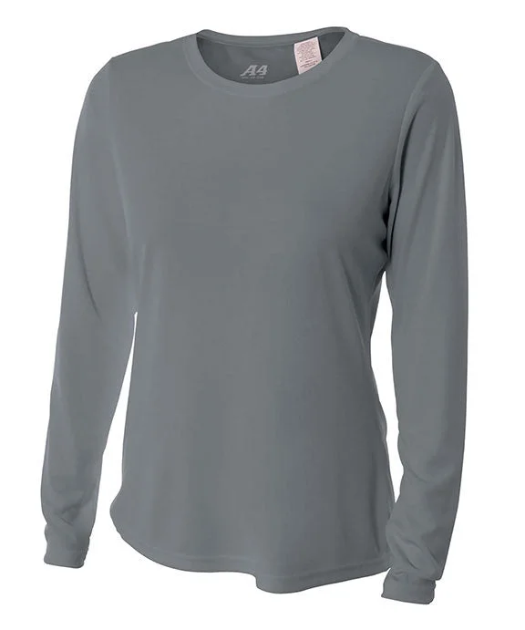 NW3002 - A4 Ladies Long Sleeve Cooling Performance Crew T-Shirt | Graphite