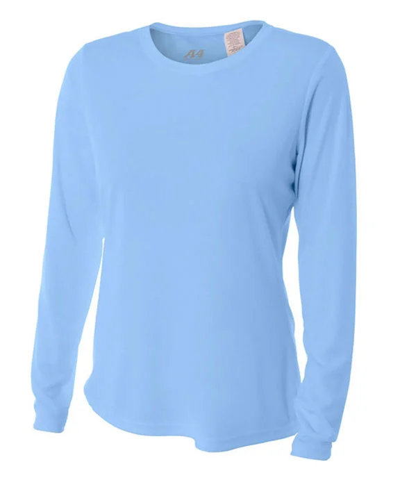 NW3002 - A4 Ladies Long Sleeve Cooling Performance Crew T-Shirt | Light Blue