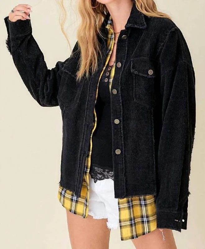 Oversized Corduroy Jacket In Black