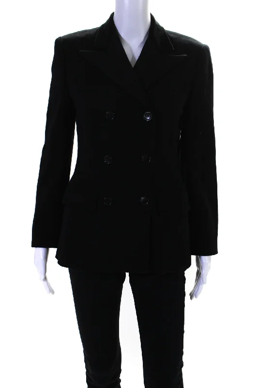 Ralph Lauren Collection Women's Double Breasted Wool Blazer Jacket Black