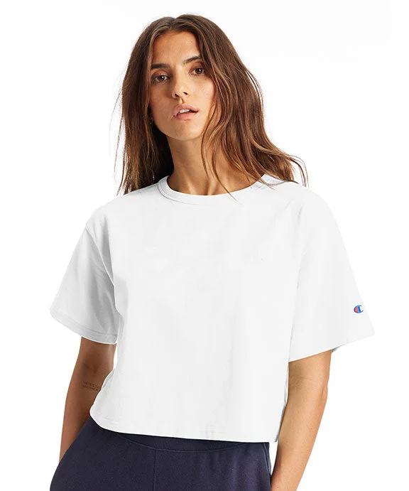 T453W - Champion Ladies Cropped Heritage T-Shirt | White