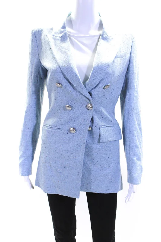 Veronica Beard Womens Double Breasted Button Down Blazer Jacket Blue