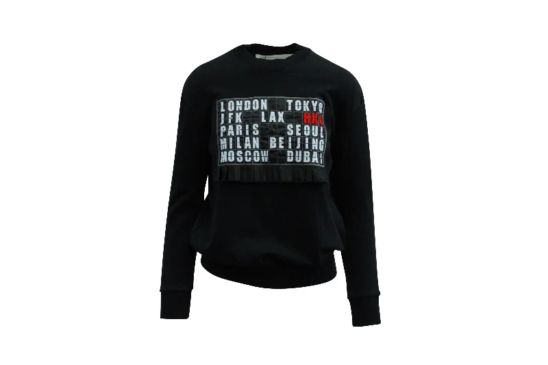 Victoria Beckham Crewneck Printed Sweater in Black Cotton