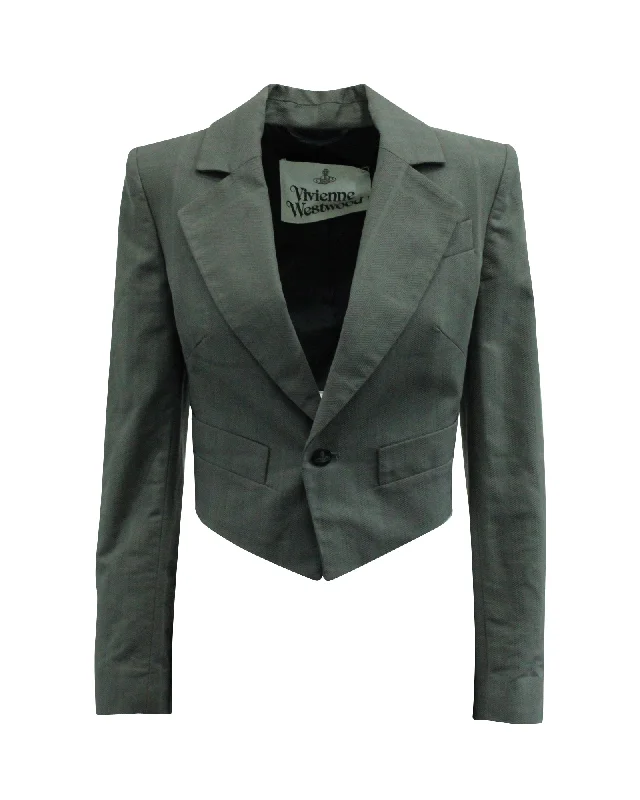 Vivienne Westwood Lou Lou Spencer Cropped Blazer in Grey Wool