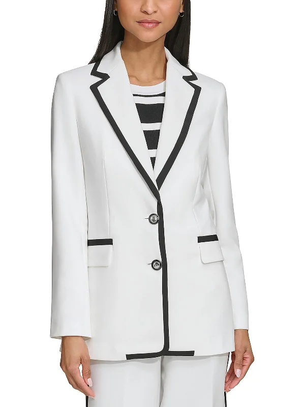 Womens Contrast Trim Formal Two-Button Blazer