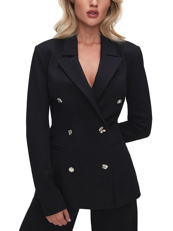 Womens Notch Collar Suit Separate Double-Breasted Blazer