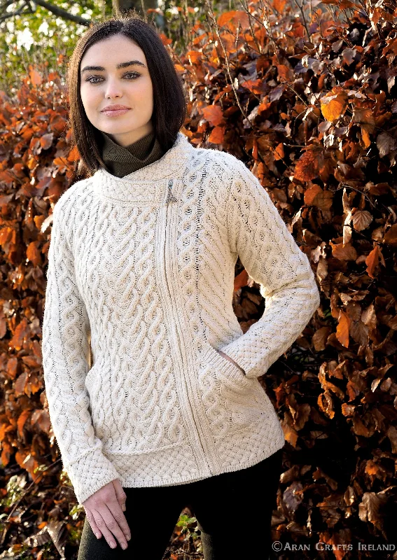 Aran Heart Design Zip Cardigan | Natural