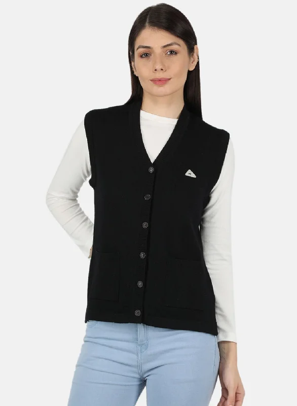 Women Black Solid Cardigan