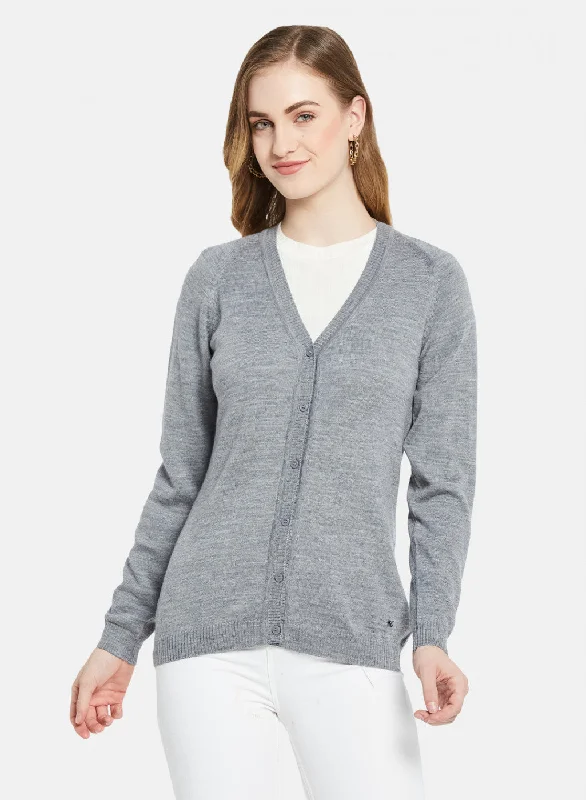 Women Grey Solid Cardigan