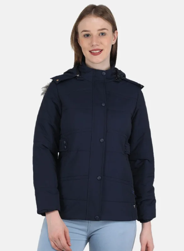 Women NAvy Blue Solid Jacket