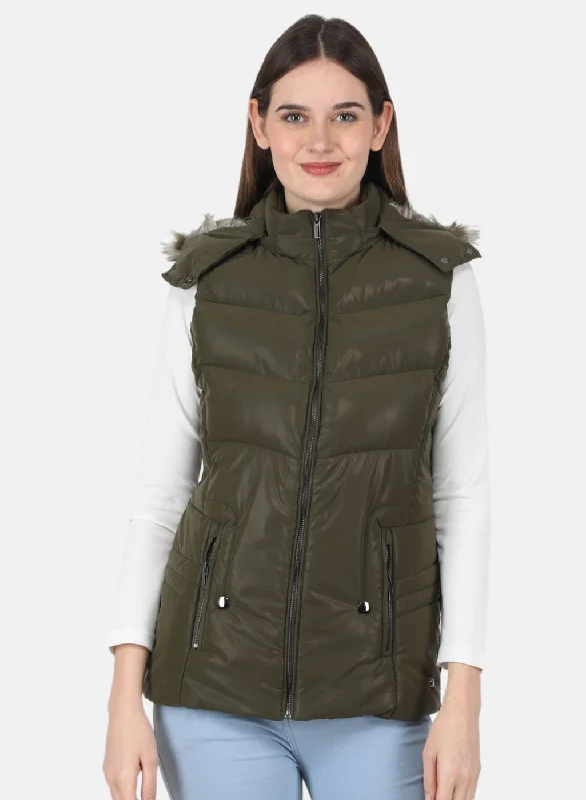 Women Olive Parka Jacket