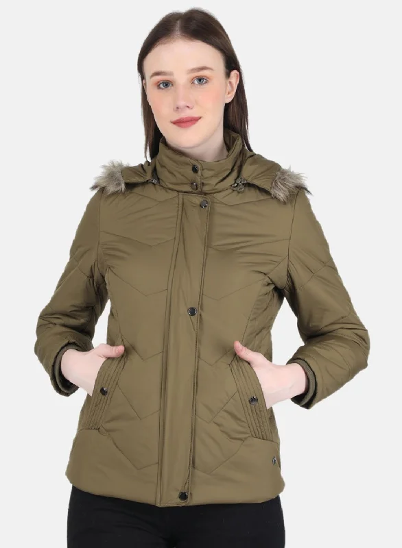 Women Olive Solid Jacket