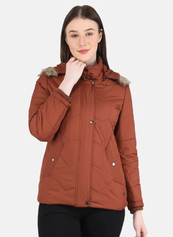 Women Orange Solid Jacket