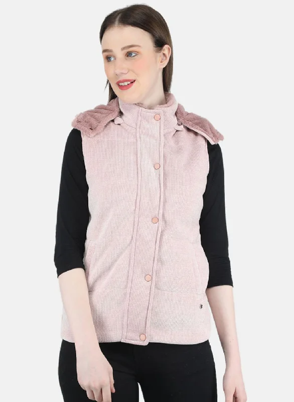 Women Pink Solid Jacket