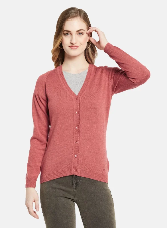 Women Red Solid Cardigan