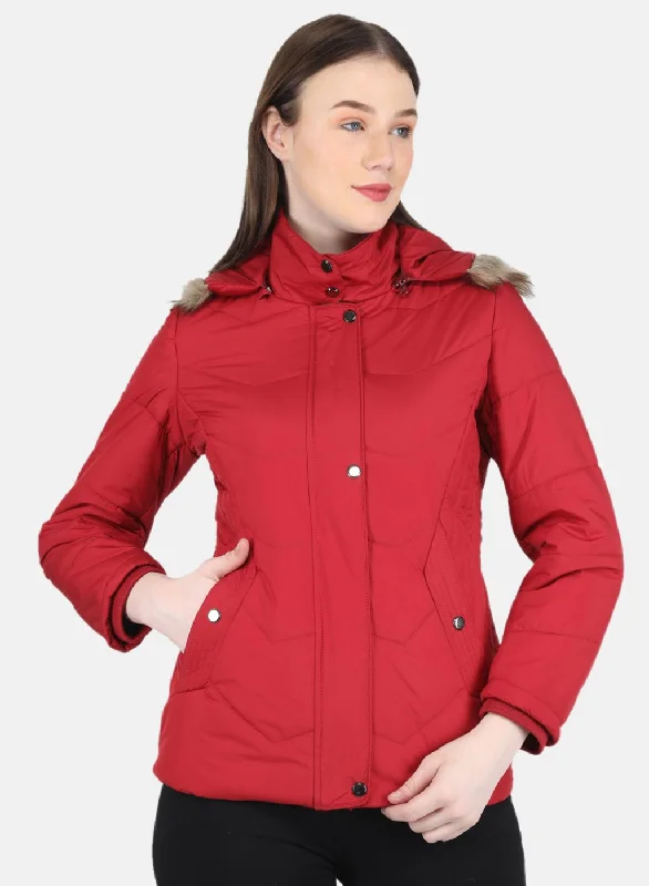 Women Red Solid Jacket