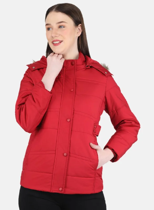 Women Red Solid Jacket