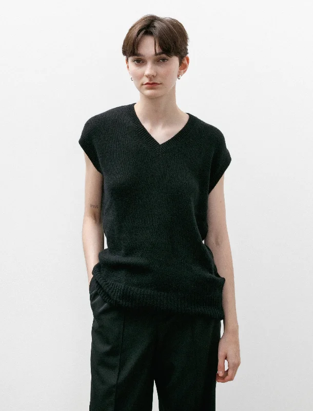 Wool Cashmere Silk Vest Black