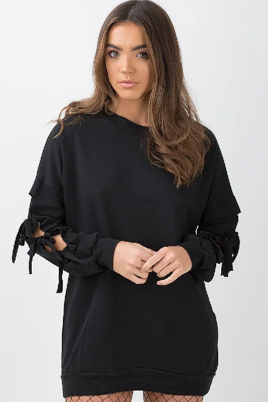 Black Tie Sleeve Detail Jumper Dress - Gina