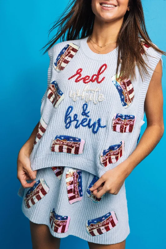 Light Blue 'Red, White & Brew' Sweater Vest