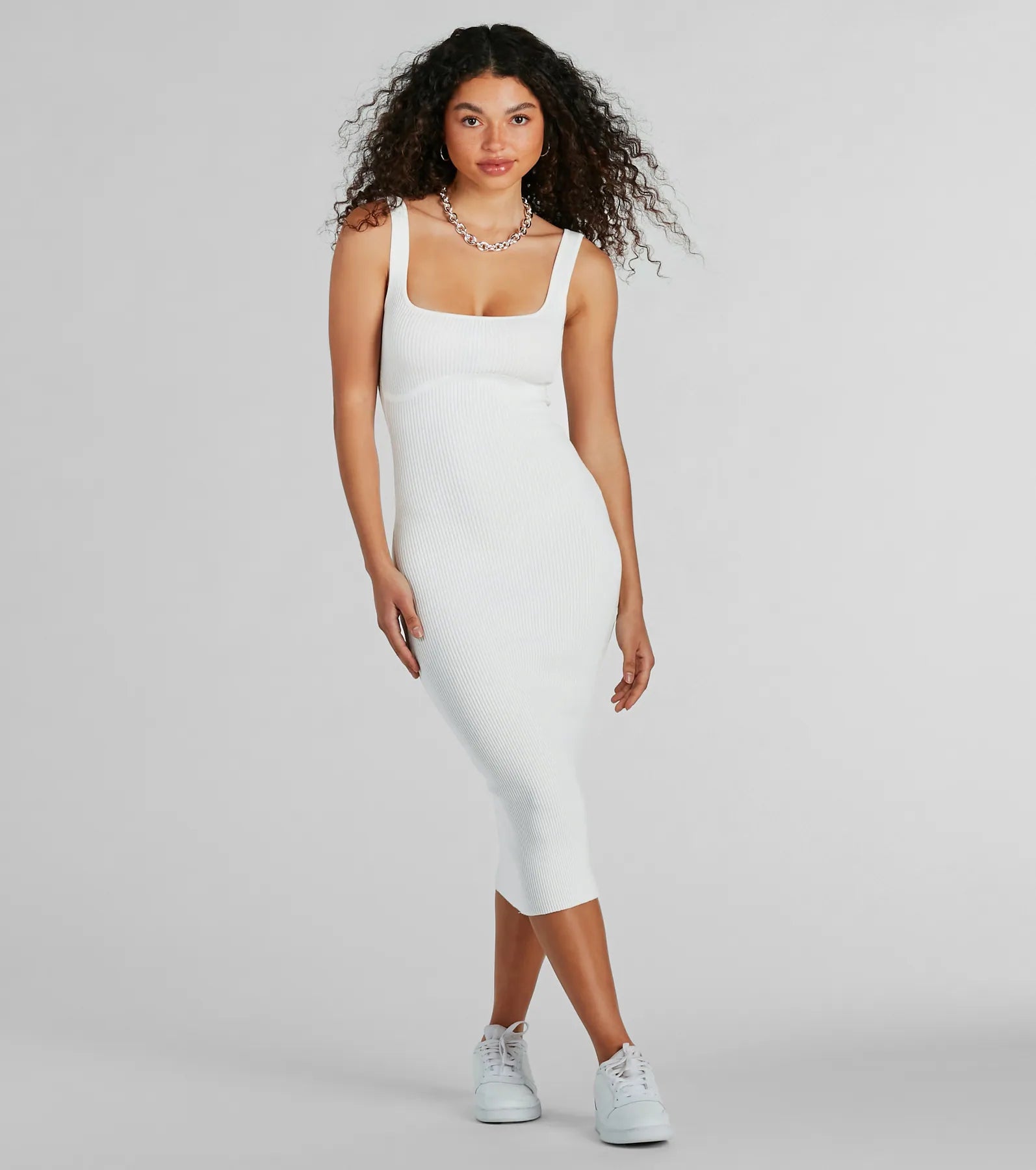 Perfect Pick Ribbed Knit Bodycon Midi Dress