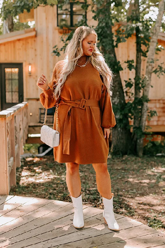 Slow Mornings Sweater Dress in Cinnamon Curves