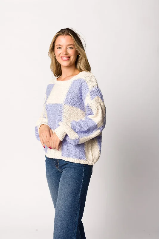 Your Move Pullover Sweater in Cream/Periwinkle